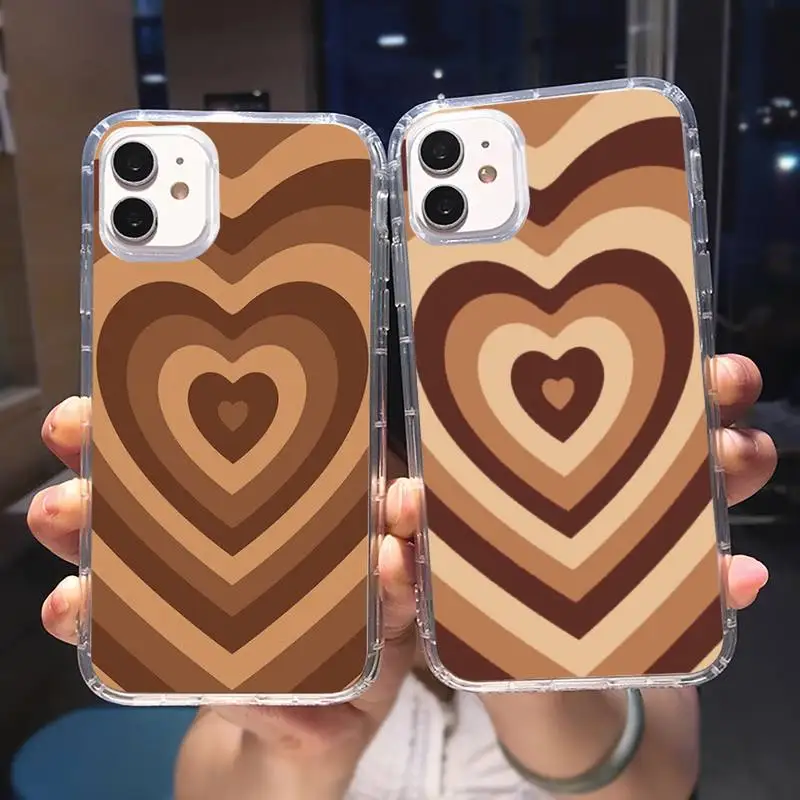 

Latte Love Coffee Heart Phone Case Transparent for iPhone 6 7 8 11 12 13 s mini pro X XS XR MAX Plus cover funda shell