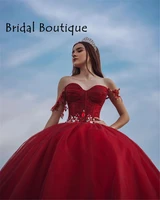 Red Ball Gown Quinceanera Dresses 2021 Puffy Princess Off Shoulder Sweet 16 Dresses Girls vestido de 15 anos quinceanera