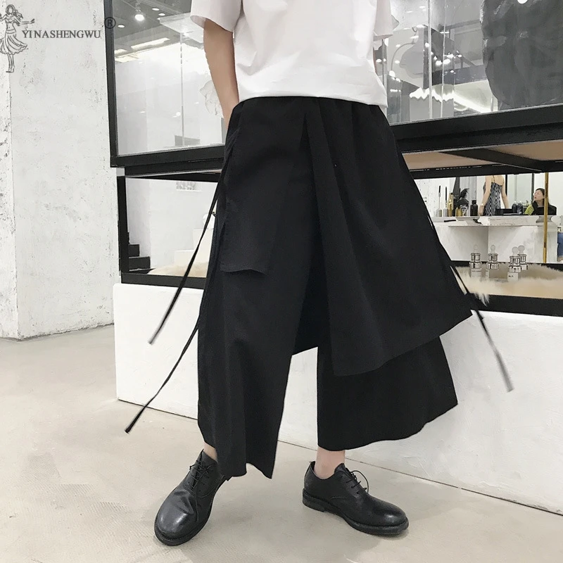 Мужские японские шаровары винтажные свободные джоггеры брюки Haori Cross-Pants широкие