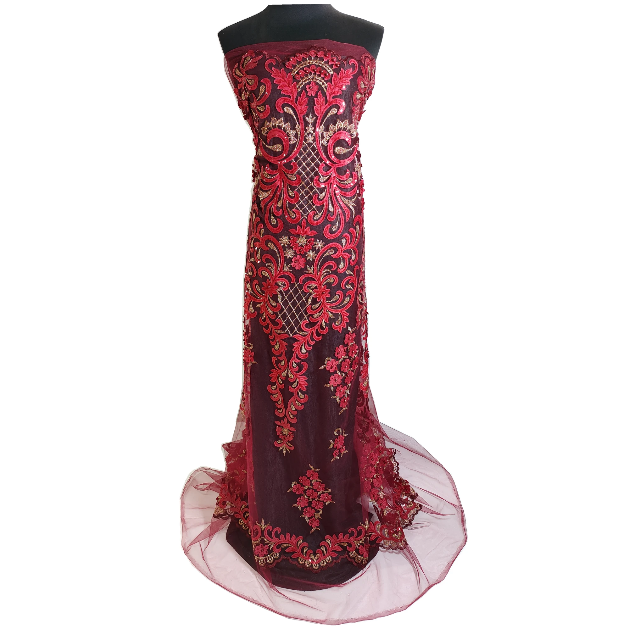 3D French Lace Fabric Mint Green Net Beaded Sequins Flowers Fabrics Luxury Evening Dress Aqua Tulle | Дом и сад