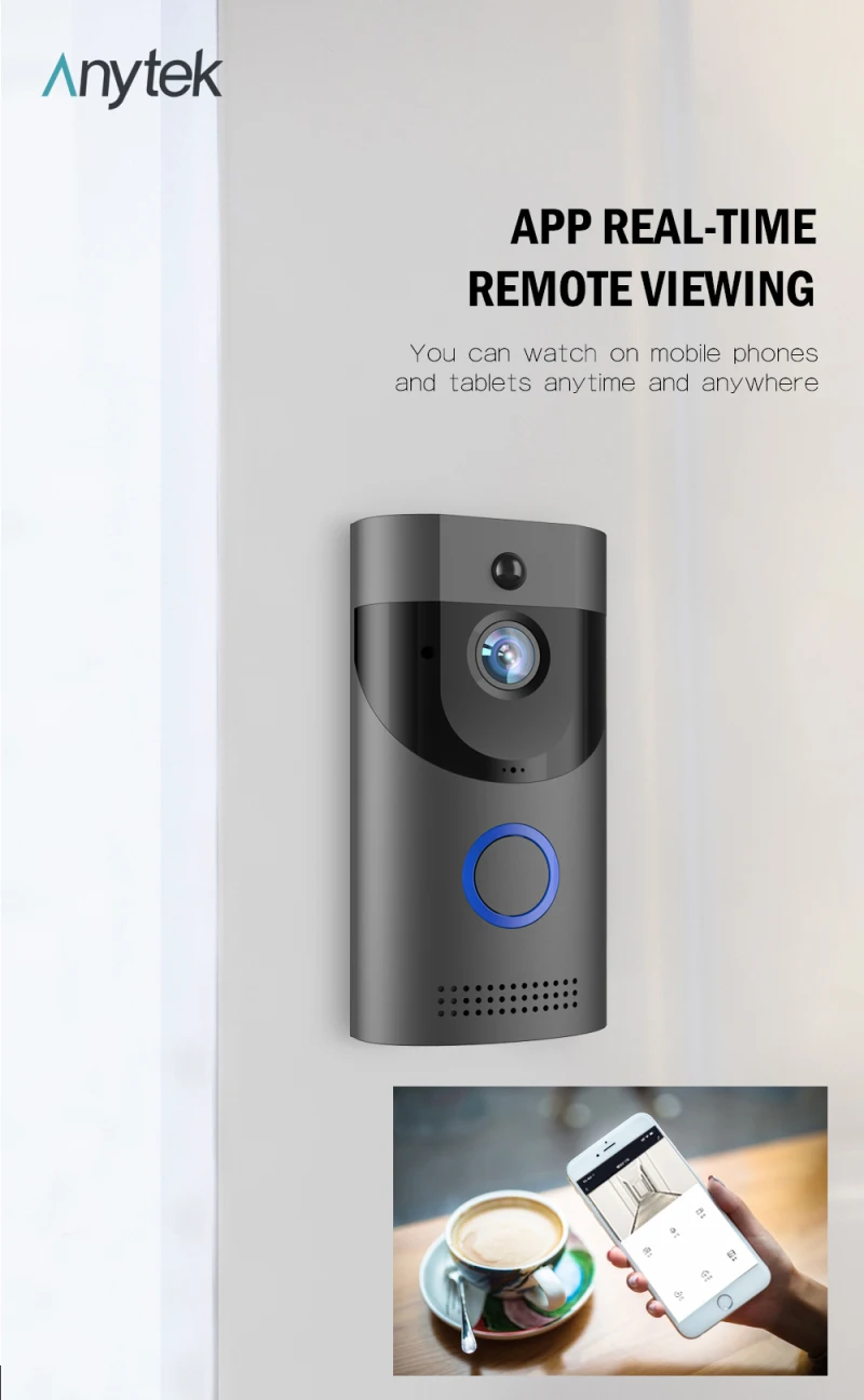 Беспроводной дверной звонок Tuya с камерой глазок телефон видеодомофон для