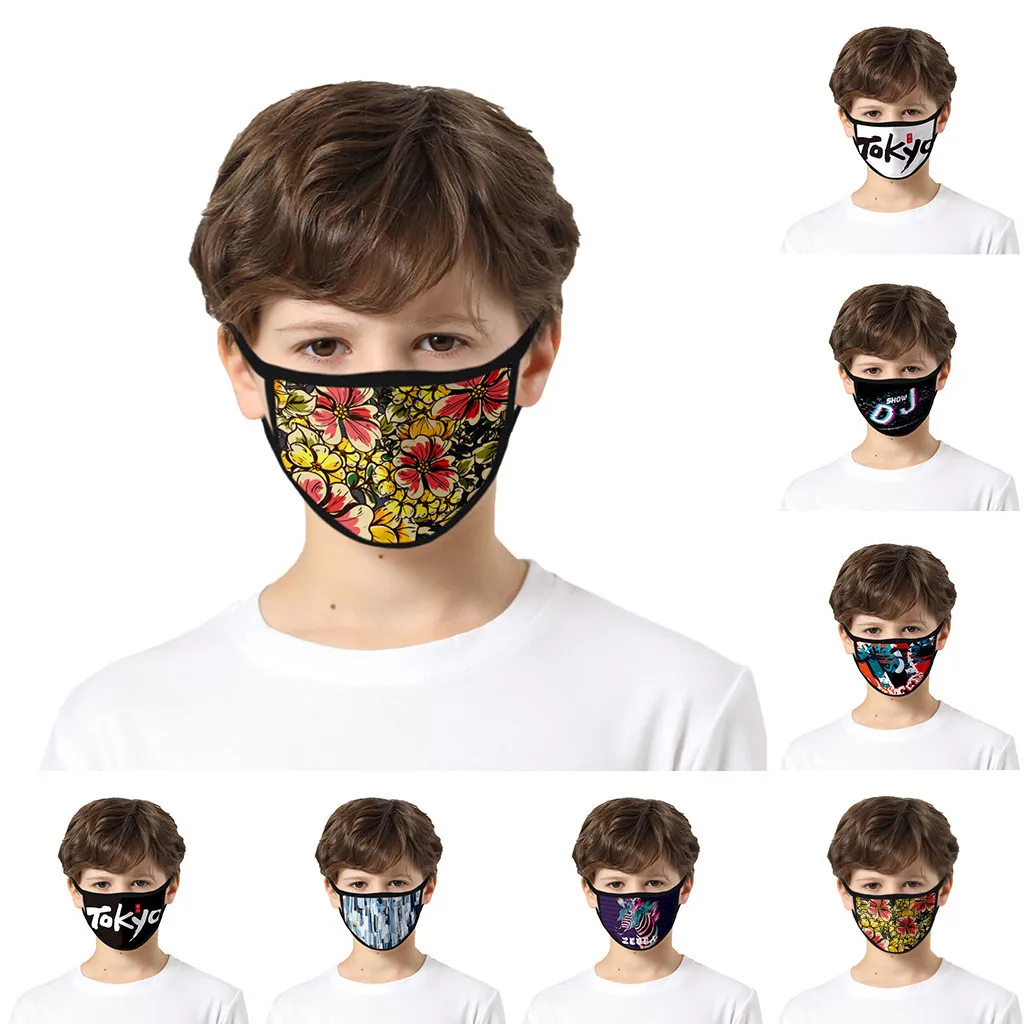

Washable Reusable Child Cartoon Masks Fabric Breathable Protective Face Mouth Mask masque de protection lavable mascarillas A50
