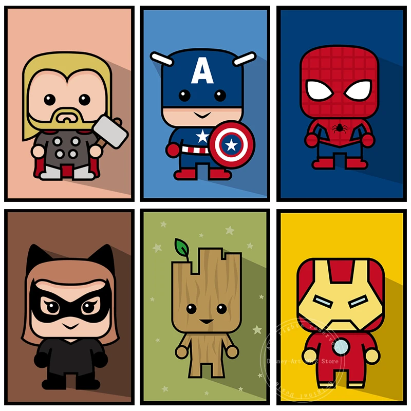 С принтами &quotMarvel&quot &quotМстители&quot с героями мультфильмов художественные