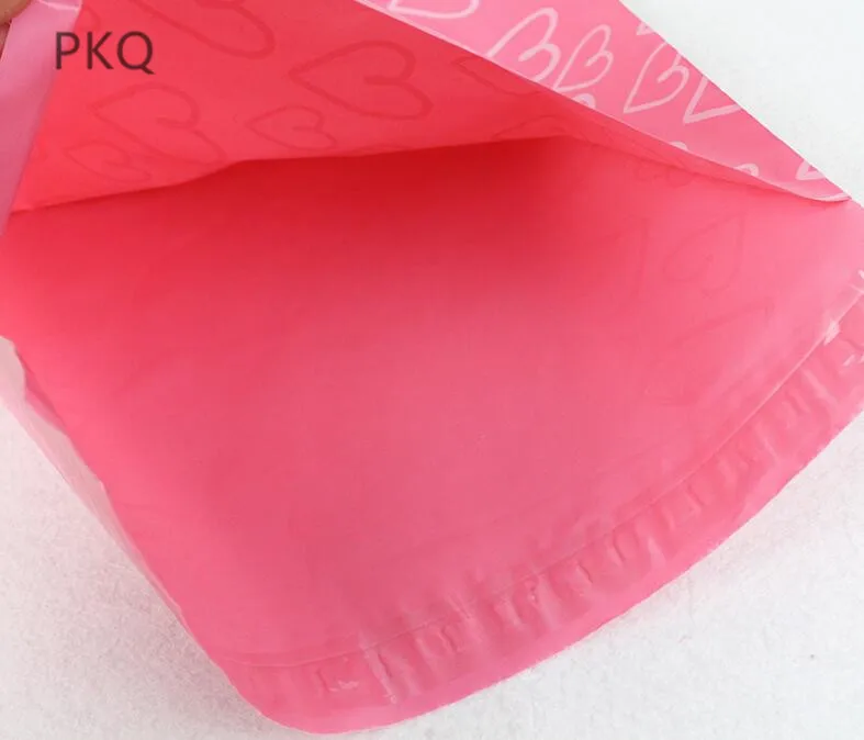 

New Arrival Pink Heart Storage Bag Self Adhesive Courier Bag Plastic Shipping Bags Poly Mailing Bags Express Envelope 100pcs