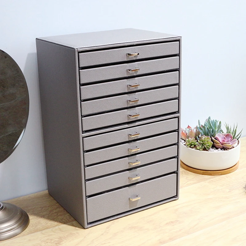 Кожаная Многоуровневая шкатулка для ювелирных изделий коробка хранения цепочек