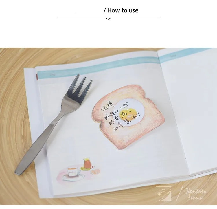 cute foods shape memo sticker pad toast Chinese bun biscuit noodles design interesting stationery stickers