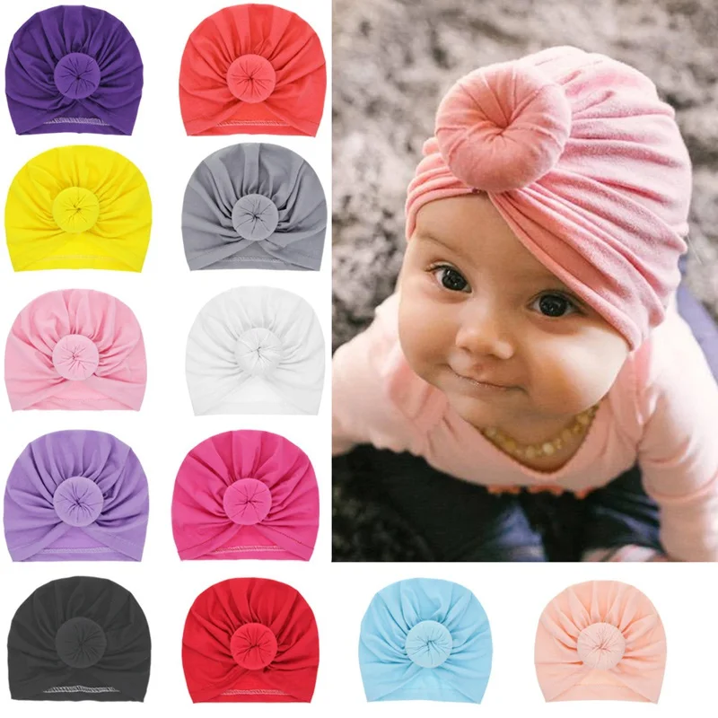 

15 Colors Infant Headbands Solid Cotton Kont Turban Headband For Girls Spandx Stretchy Beanie Hat Headwear Baby Hair Accessories
