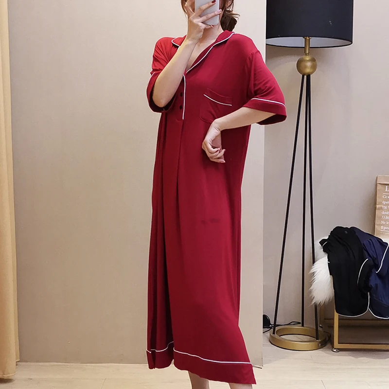 

Women'S Petticoat Summer Dress Sleepwear Plus Size Short-Sleeved Modal Nightdress Loose Pajamas Homewear For Women Weight 100 Kg