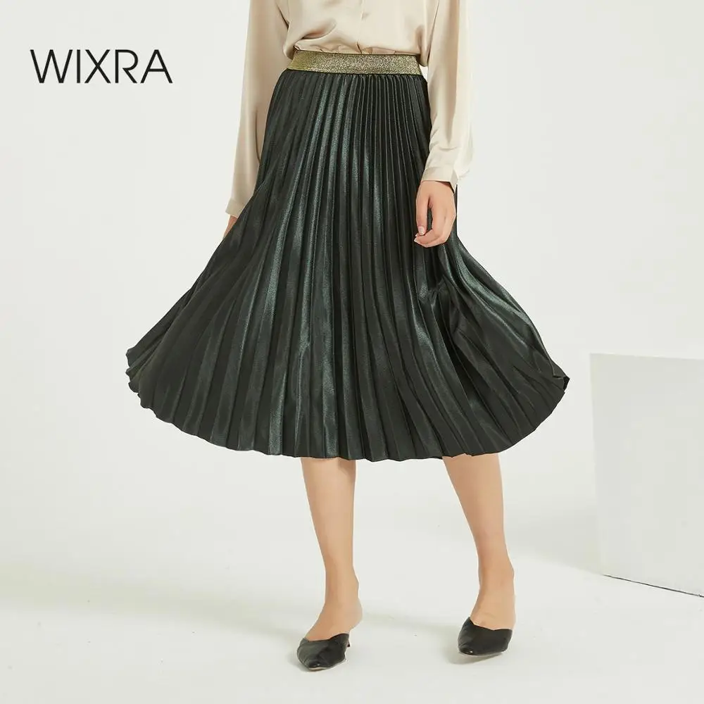 Женская плиссированная юбка с высокой талией Wixra бархатная до середины икры