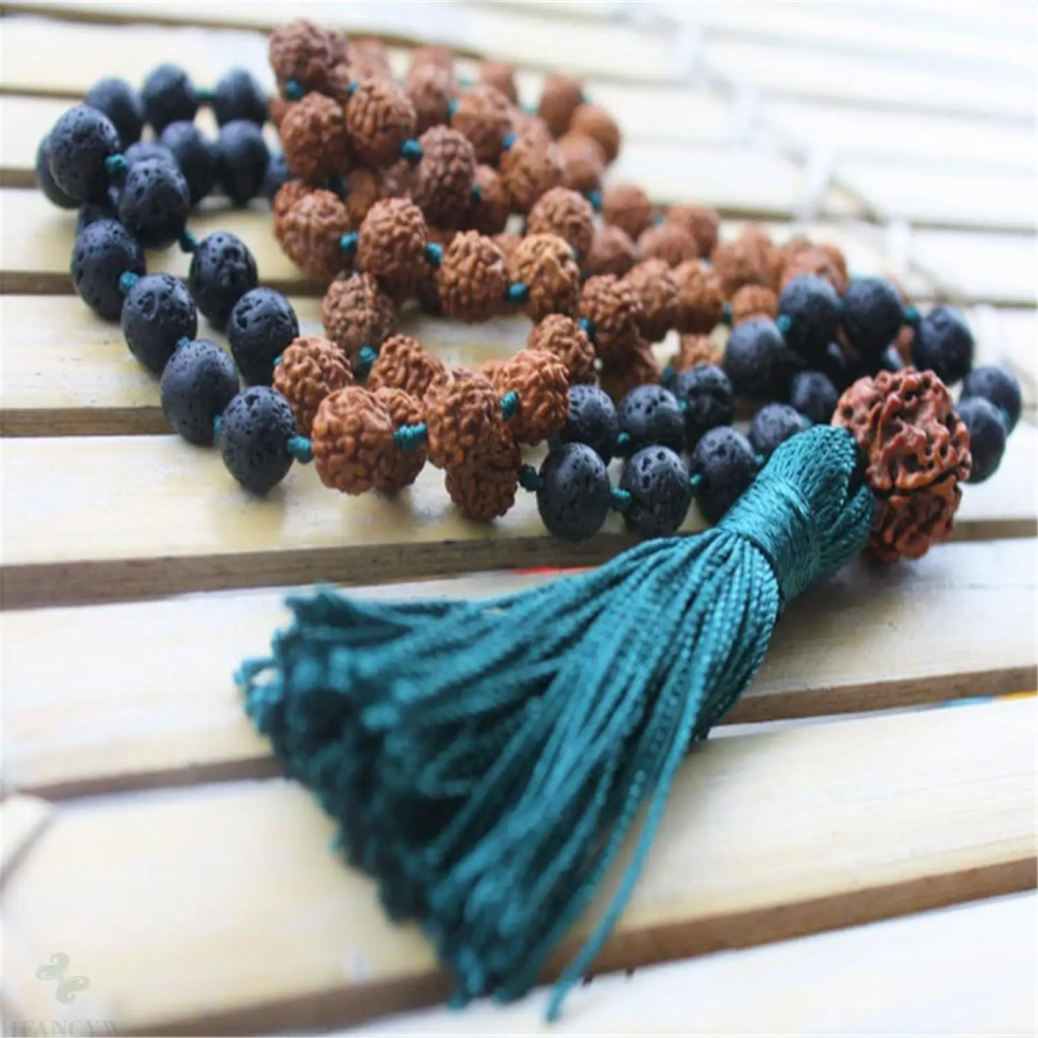 

6mm volcanic stone Vajra Bodhi 108 beads knotted tassel Mala necklace Spirituality Yoga Japa Spiritua Prayer Religious Retro