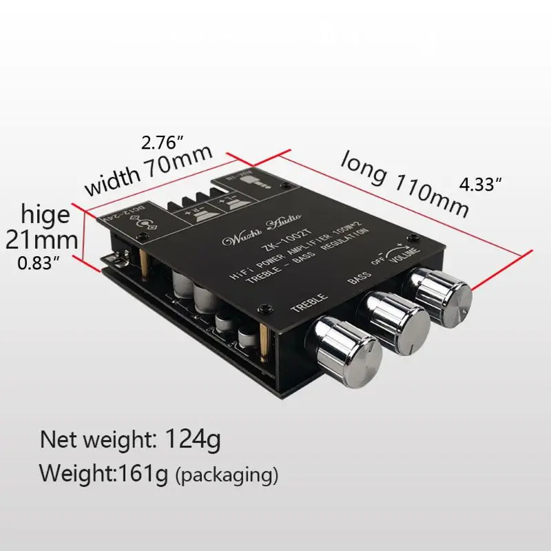 ZK 1002T Bluetooth регулировка высоких и низких частот усилитель сабвуфера панель новый