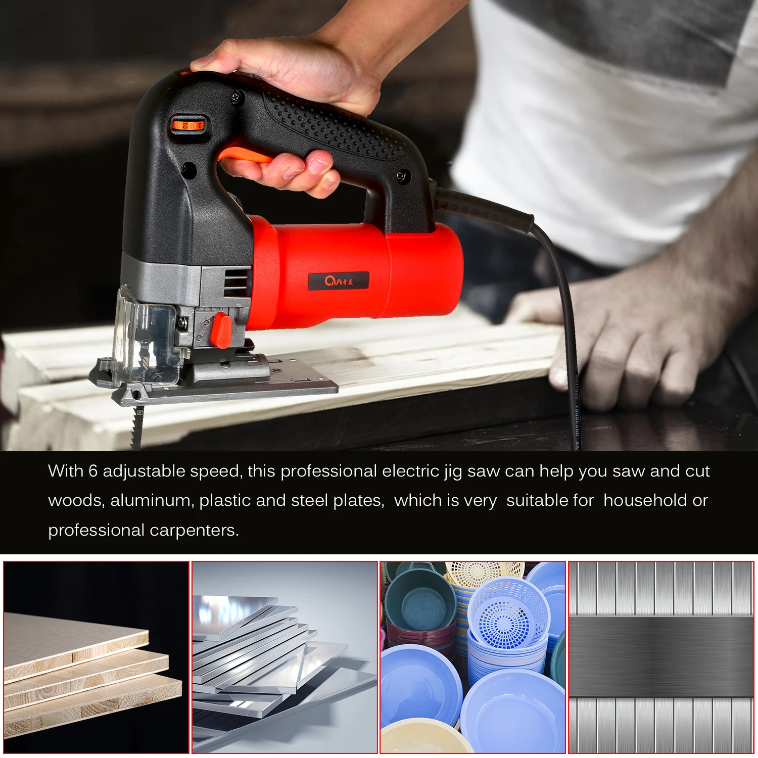 

Electric Jig Saw 750W Electric Curved Saw Electric Sawing Cutting Machine Portable Electric Cutter Electric Woodworking Tool