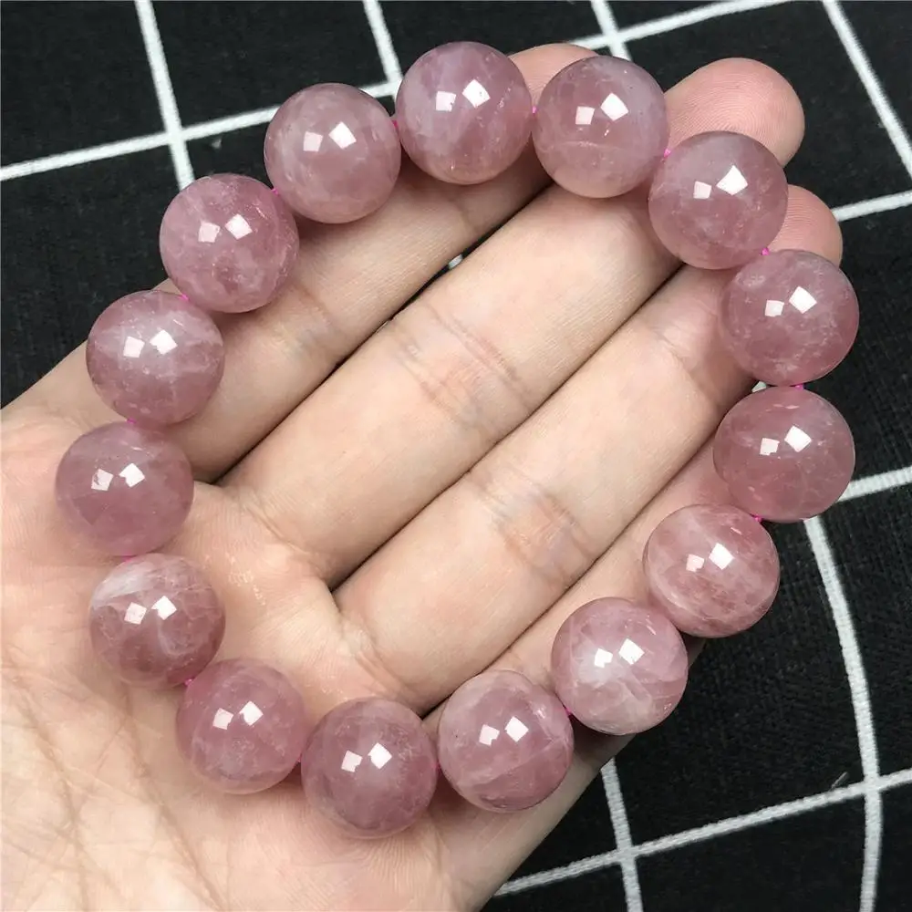 

14mm Natural Pink Rose Quartz Bracelet For Women Lady Men Gift Crystal Madagascar Gemstone Round Beads Jewelry Strands AAAAA