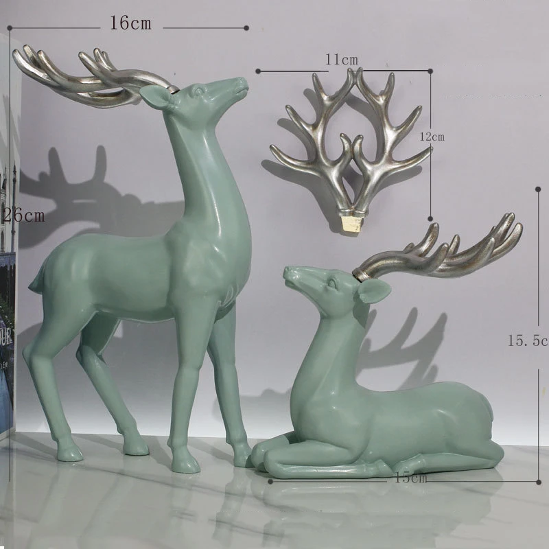 

3Pcs/Set Resin Deer Figurine Ornament Animal Statue Home Office Desktop Decorative Sculpture