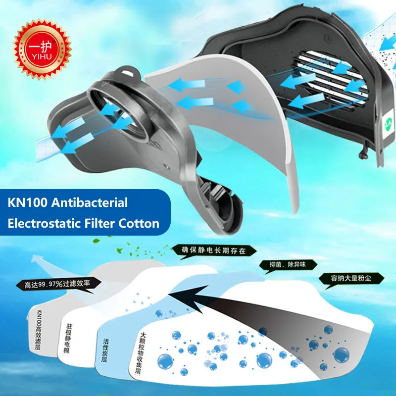 Mask Respirator N90 4 Layer Filter Cotton Respiratory Half Face Dust-proof Shopping Go outing Safety Work Carpenter | Безопасность и