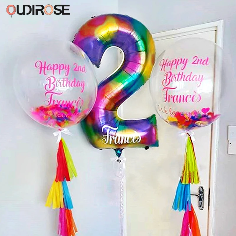 40-дюймовые цифры шары из алюминиевой фольги Радужный градиентный цифровой