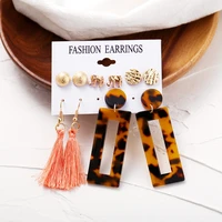 2019 fashion geometric acrylic dangle earring sets for women bohemian resin long tassel drop earrings party jewelry gift female