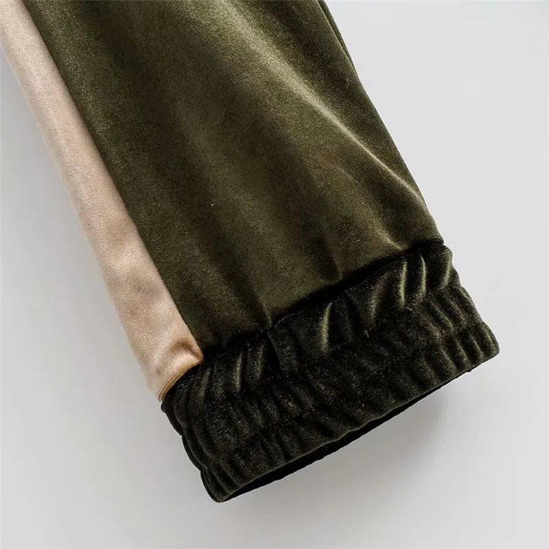 Женский Бархатный спортивный костюм комплект из двух предметов лоскутные