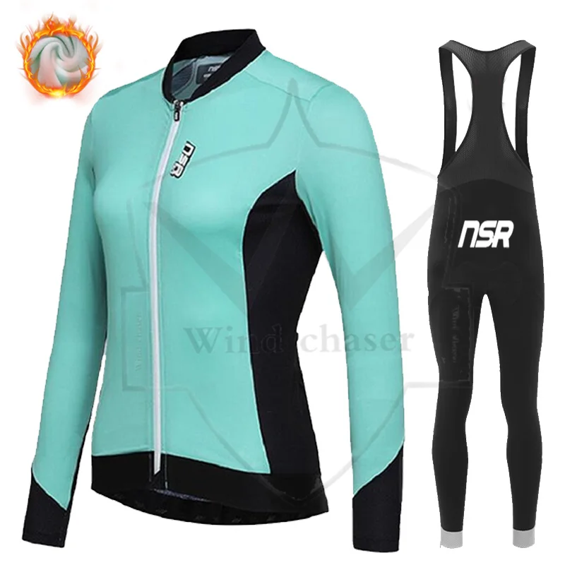

NSR Новый женский зимний велосипедный костюм 2021 сохраняющий тепло Женская Теплая Флисовая полная длинная одежда премиум-класса для езды на в...