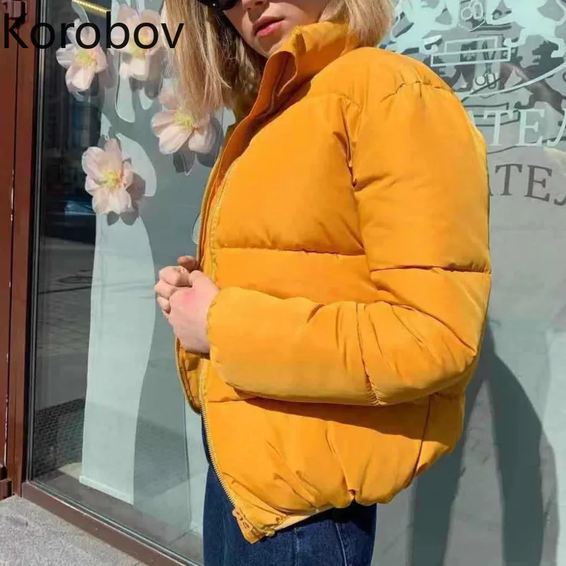 Korobov Harajuku однотонные короткие женские парки корейские зимние куртки с длинным