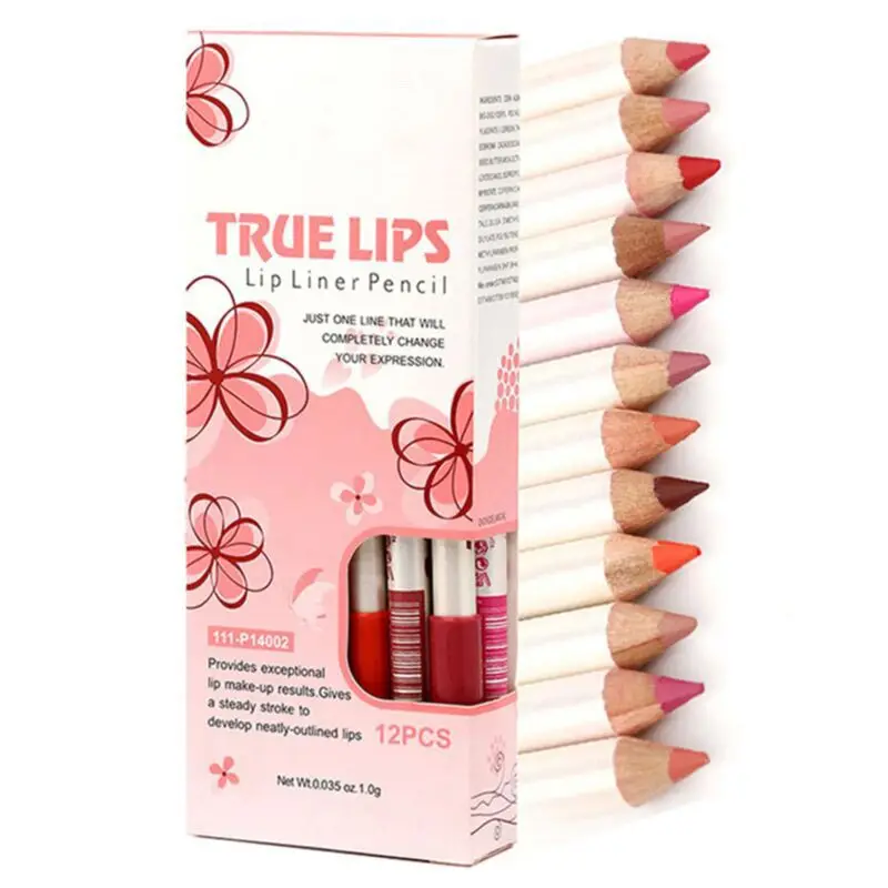 12 шт./упак. Профессиональная деревянная подводка для губ водостойкая Женская