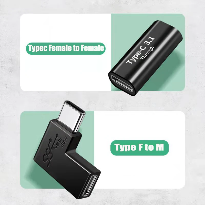 USB 3.1 Type C Adapter Elbow Converter USB C Charge Data Sync Extension USBC Female To Male Typec Connector for PC Laptop Tablet