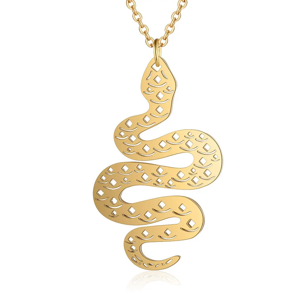 100% настоящая нержавеющая сталь полое большое ожерелье змеи тренд ювелирные