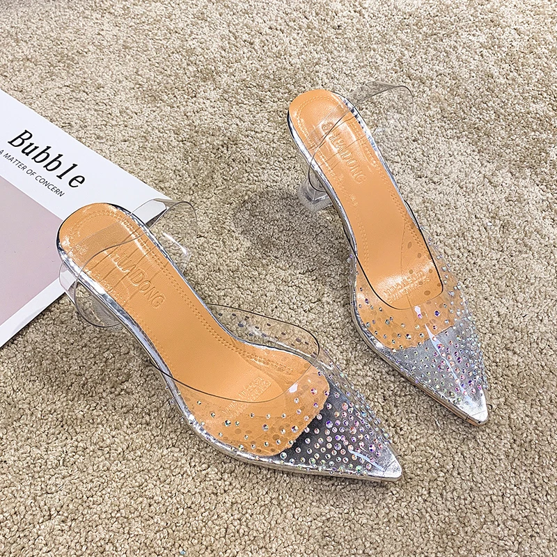

New Summer Transparent Sandals Women Women Elegant Sky High Heels Bling Crystal Shoes Woman Sexy Ladies Party Club Dress Shoes