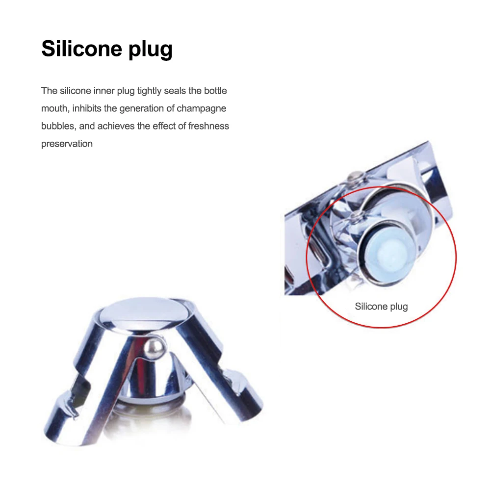 

1pcs Bar Inflatable Sparkling Stainless Steel Champagne Stopper Bottle Stopper Button Anti-Skid Leak Red Wine Wine Stopper