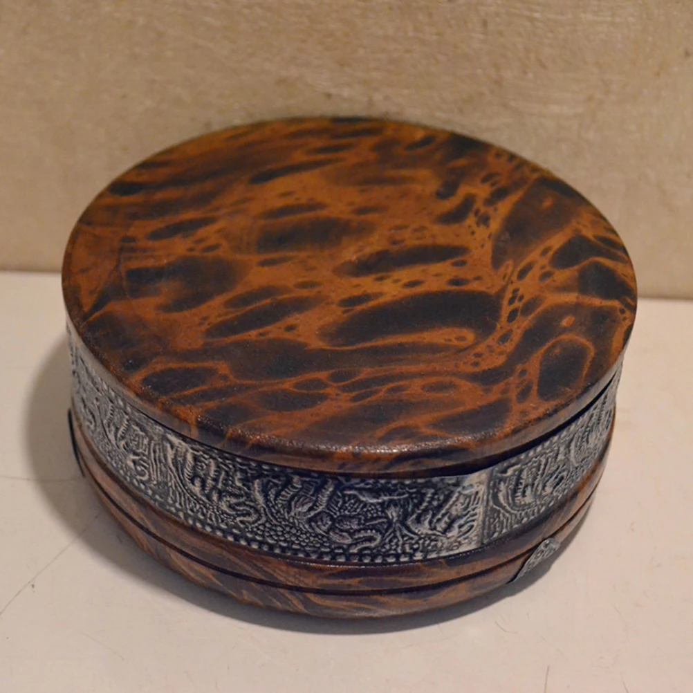Круглая деревянная пепельница винтажный чехол с рисунком слона настольное
