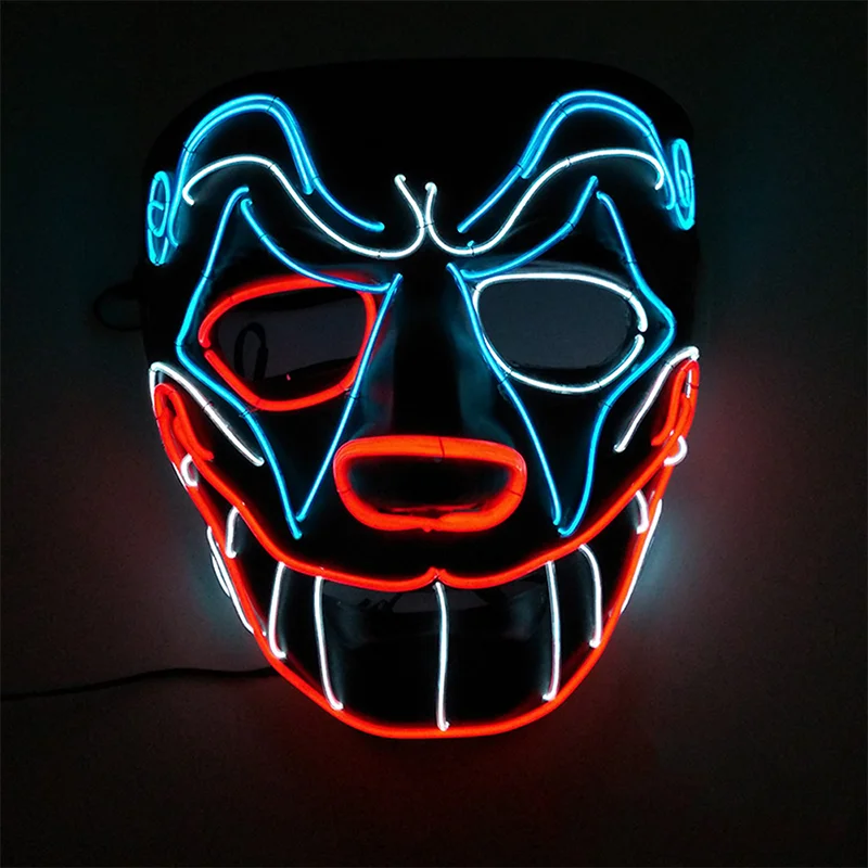 

Horror Joker Led Mask Cosplay Party Supplies Scary Smiling Face Clown Glowing EL Mask For Halloween Carnival Decoration