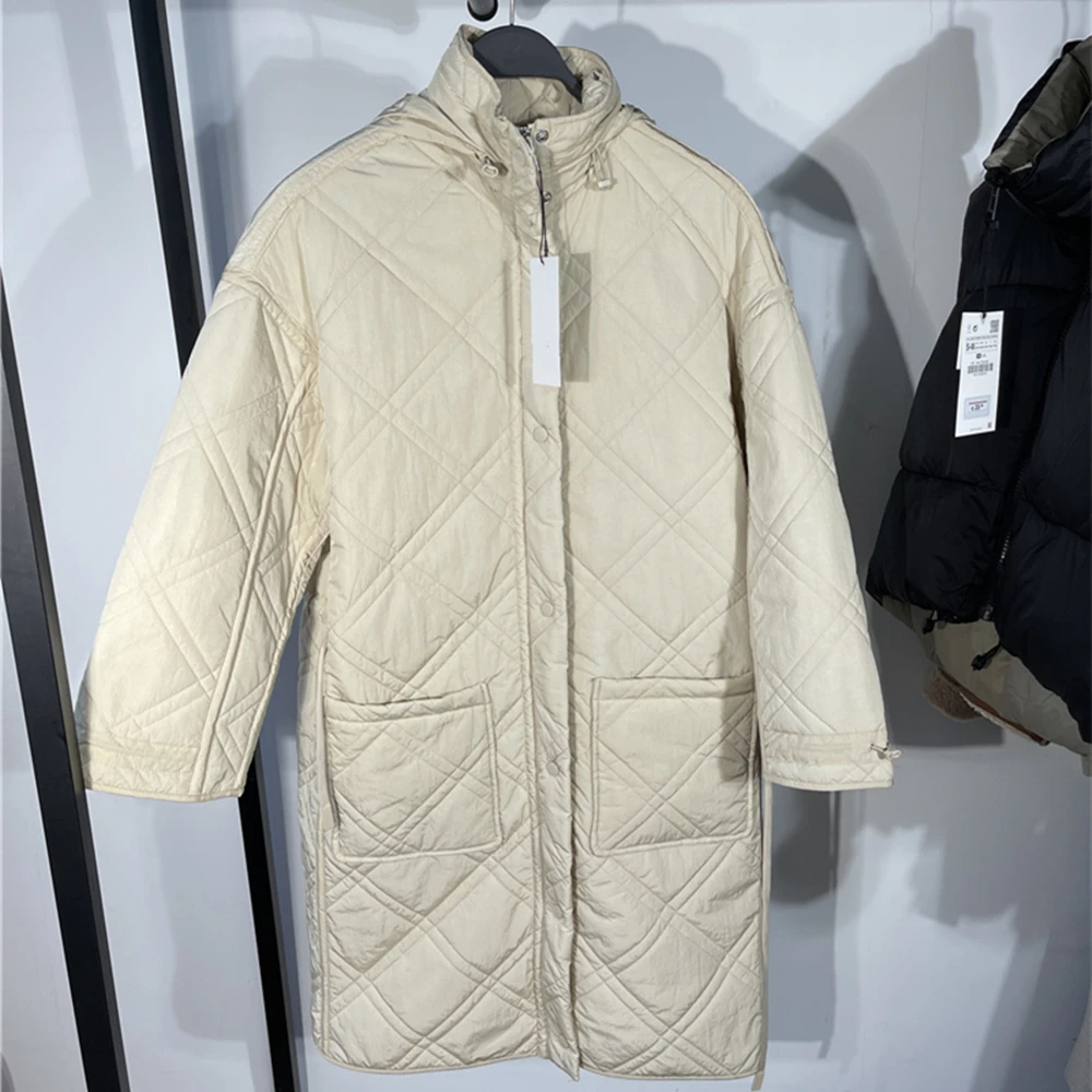 Женское легкое хлопковое пальто средней длины с капюшоном Простой Модный жакет