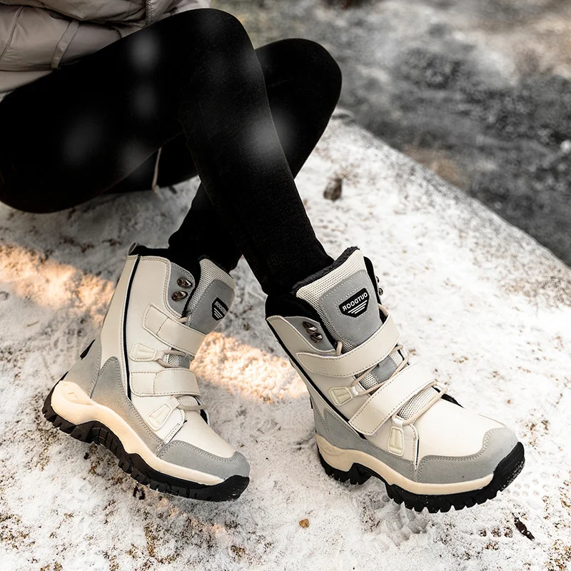 

Winter outdoor snow boots women's middle tube waterproof anti slip Plush warm mountaineering travel shoes shoes snow