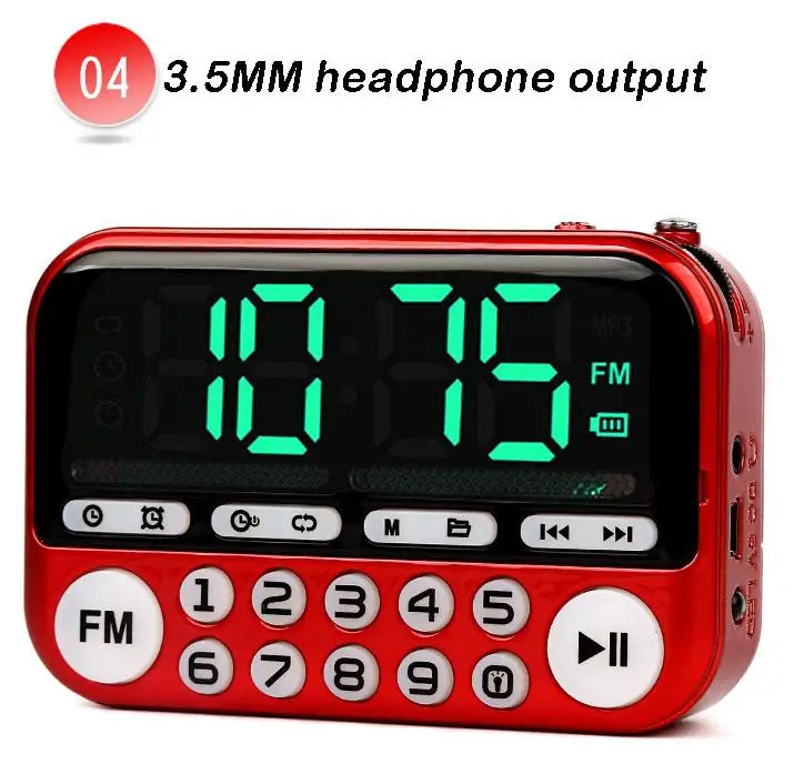 Портативный мини-радиоприемник с большим экраном портативный цифровой FM USB TF MP3