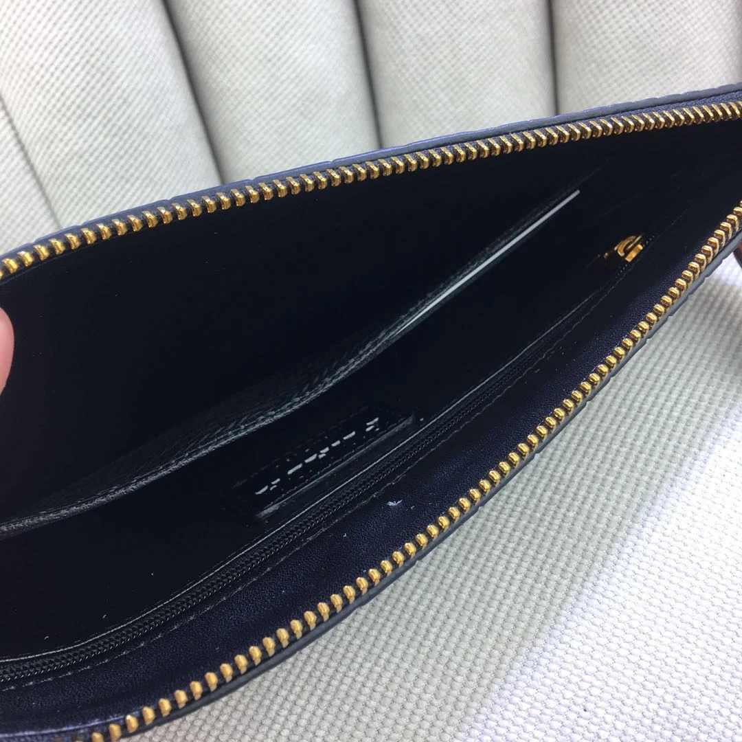 

2021 new men's black leather fashion business wallet clutch