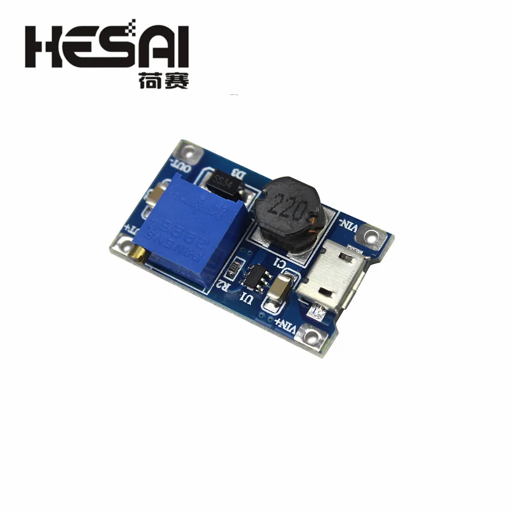 DC регулируемый Повышающий Модуль 2A повышение пластина Step Up с MICRO USB 2V 24V 5V 9V 12V 28V MT3608