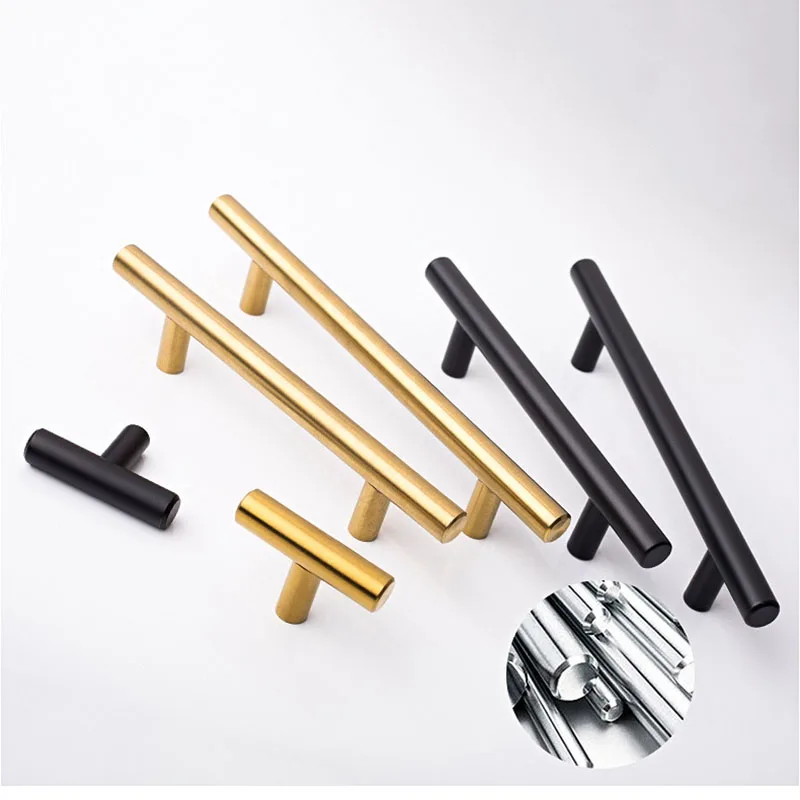 

5pcs/lot Black/ Gold Stainless Steel Cabinet Handle T bar Handles for drawer Furniture Door Handle Kitchen Cabinet Pulls