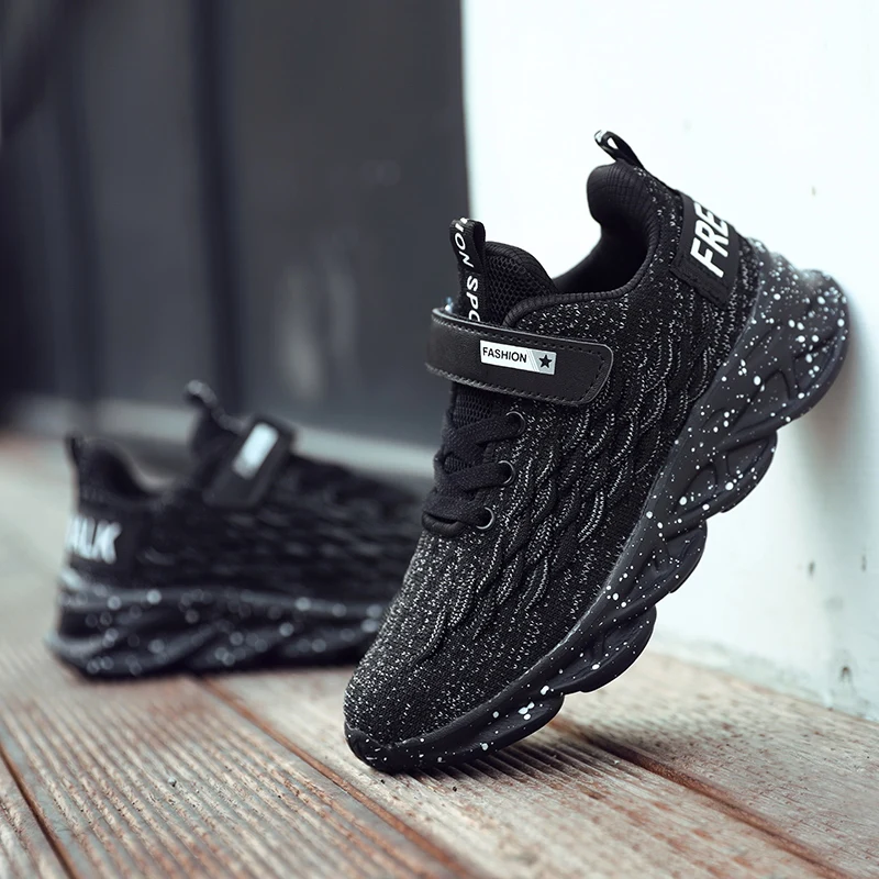 JIEMIAO 2021 Fashion New Children Shoes Trend Kids Casual Shoes  Breathable Knitting Soft Bottom Non-Slip Light Boys Sneakers