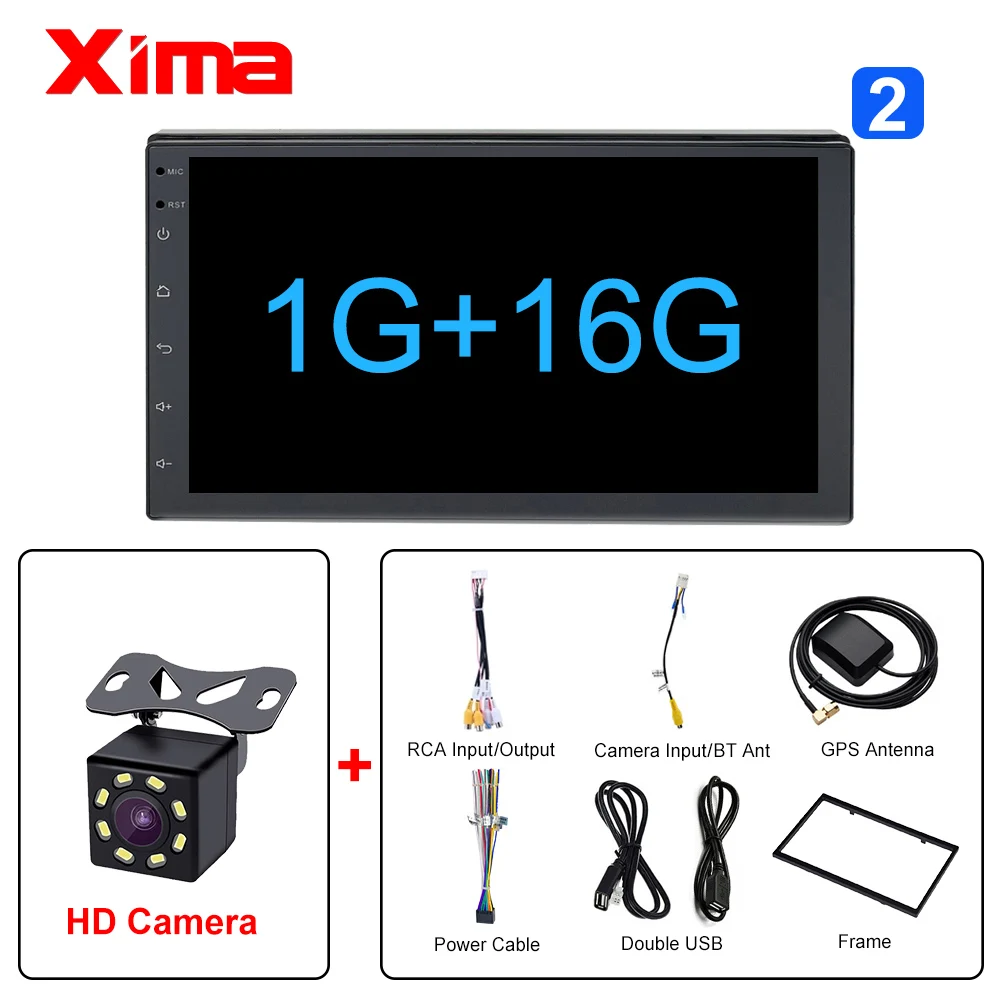 728-16-CAM XIMA Android9.0 2Din Car Radio Multimedia Player " Universal RAM2G GPS Navigation Audio Player For Nissan Toyota Hyundai Polo - Цвет: 728-16-CAM