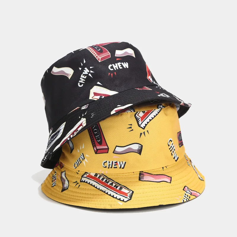 Панама двусторонняя для мужчин и женщин модная шапка в уличном стиле с принтом