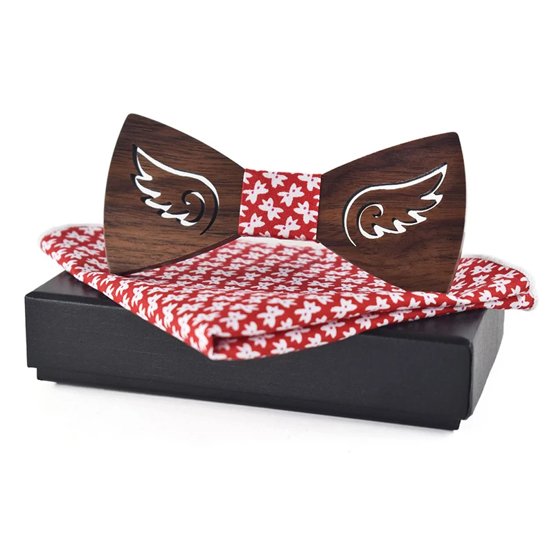 

Прямая поставка, галстук-бабочка в виде крыльев дневного света 2020, модный красный квадратный ремесленный Свадебный ореховый деревянный гал...