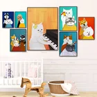 Мультяшные милые коты современные плакаты смешная собака стрижка принты на холсте картина на стену для гостиной детской спальни домашний декор
