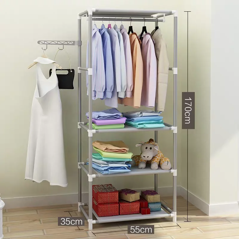 

Simple Clothes Rack Floors hanger Home Clothing Rack Bedroom Storage Hangers standing close bed DIY Assemble Coat Racks