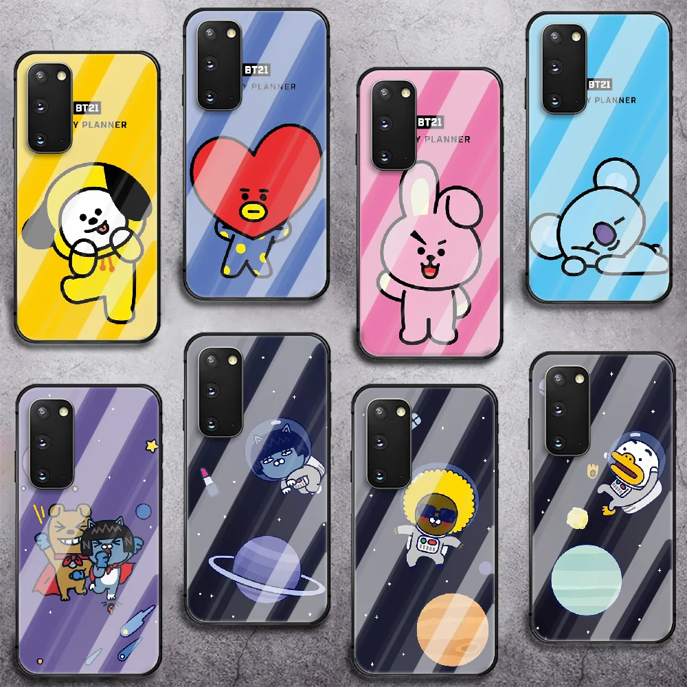 

Kpop bangtan BT21 Phone Tempered Glass Case Cover Samsung Galaxy A M 10 12 20 20E 21 21S 30 30S 31 40 50 51 70 71 Cover Painting