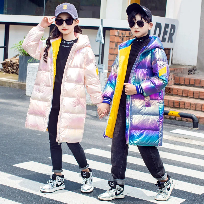 

New Kids Duck Down Coat Thick Warm Winter Boys Girl Jackets Snowsuit Long Overcoat Russina Winter -30 Children Parkas TZ579