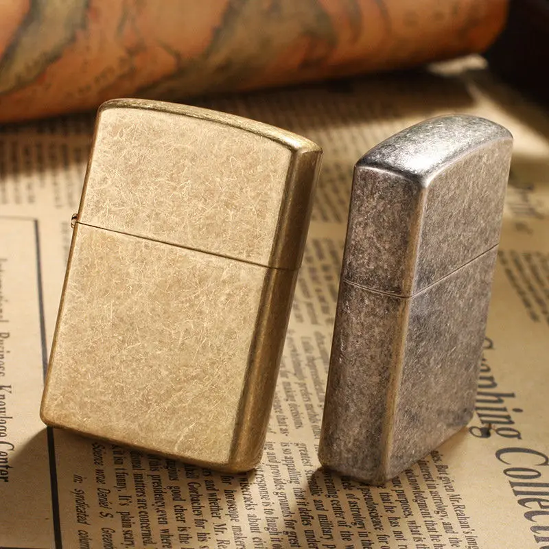 Бензиновая Зажигалка из чистой меди под античное серебро бренда Chief сделано в