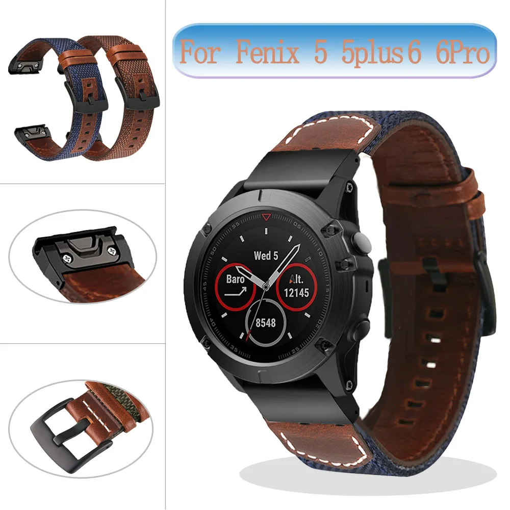 

Strap for Garmin Fenix 6 6X Pro Fenix 5 5 Plus/Forerunner 935 945 Quick Release Leather Wrist Strap Accessories Fenix 3 3HR Band