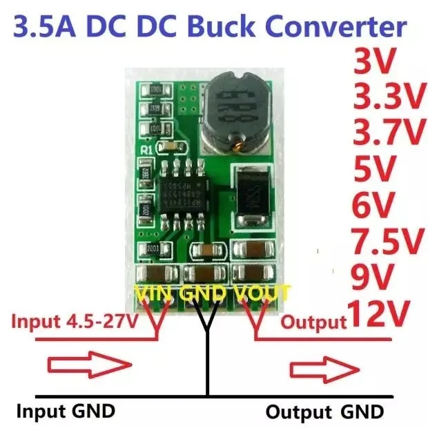 TZT 3.5A DC-DC модуль преобразователя понижающий регулятор напряжения 4,5 в-27 в до 3 в 3,3 В 5 в 6 в 3,7 9 в 12 В DD2712sa