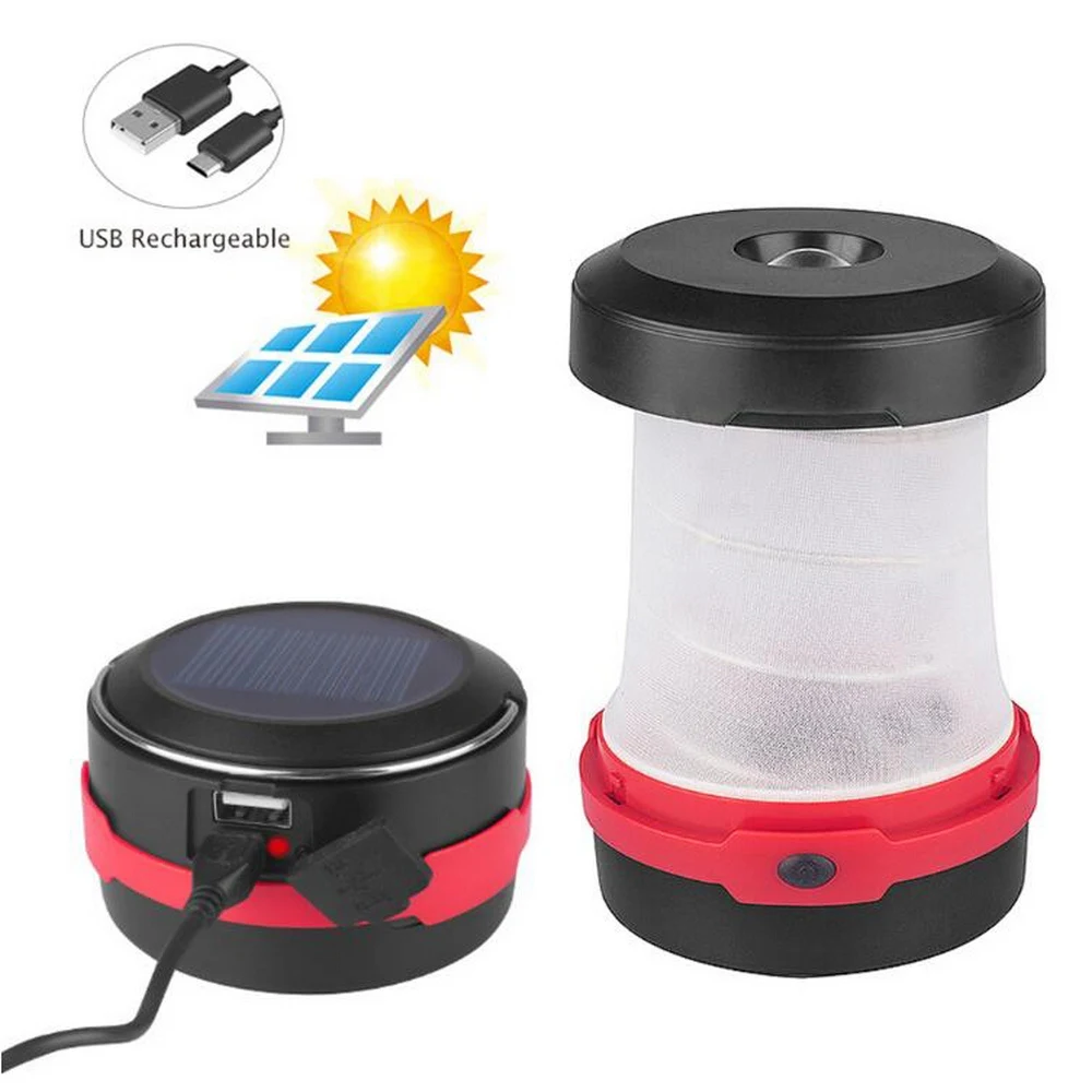 

3W Solar Portable Camping Light Tent Light Multifunction Retractable Camping Lamp Outdoor Lantern LED Flashlight Pocket Torch