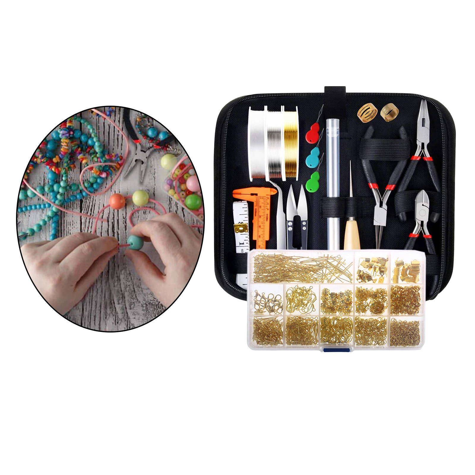 

Jewelry Making Supplies Kits with Jewelry Wires and Jewelry Findings Starter Kit Jewelry Beading Making and Repair Tools Set